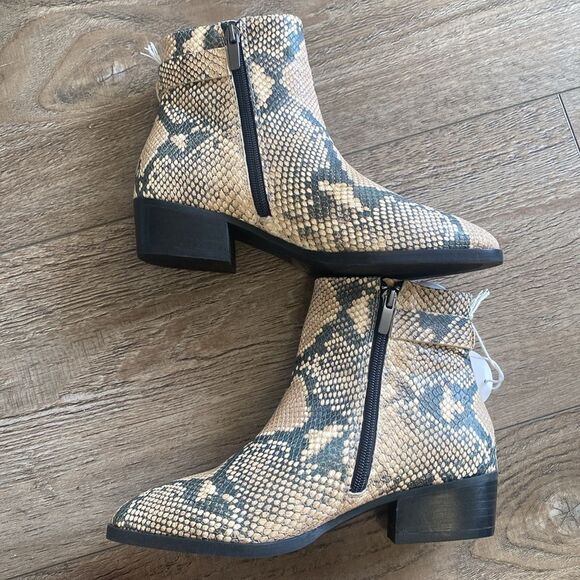 Steven by Steve Madden Snakeskin Print Vegan Faux Leather Waterproof Ankle Boots - Picture 8 of 8